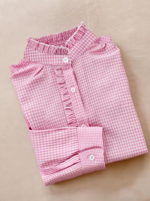 Women's Lace Smock Plaid Blouse