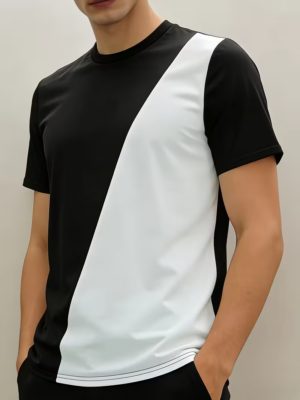Men's Color-Block Contrast Short Sleeve Tee