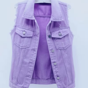 Women's Vintage Ripped Denim Sleeveless Vest