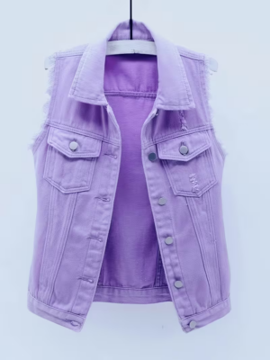 Women's Vintage Ripped Denim Sleeveless Vest