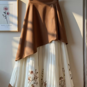 Women's Retro Floral Patchwork Midi Skirt