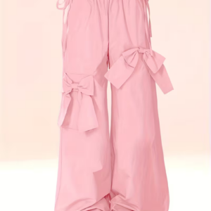 Women's Bow Detail Wide-Leg Casual Trousers