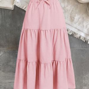Girls' Gentle Pink Cake A-Line Skirt