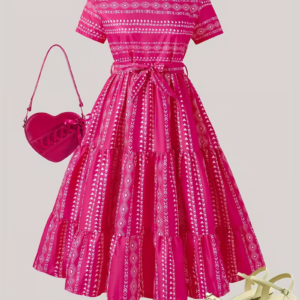 Teen Geometric Print Vintage Dress