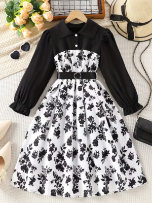 Girls' Floral Princess Party Dress