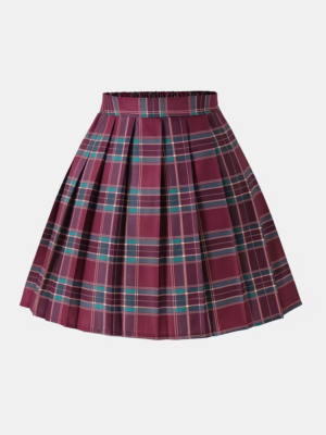 Girls' Plaid Pleated Sporty Skirt