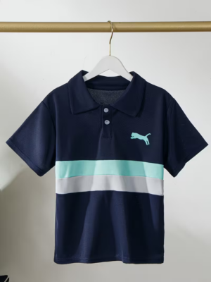 Boys' Patchwork Lapel Polo Shirt