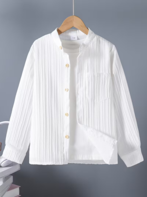 Boys' Stylish White Long Sleeve Shirt